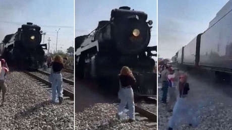 Mujer casi es arrollada al intentar fotografiar la locomotora ‘Emperatriz’ en México (VIDEO)