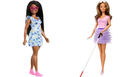 Presentan las primeras muñecas Barbie ciega y negra con síndrome de Down