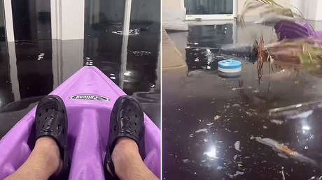 Transmite en vivo desde un kayak en su casa inundada de Florida en medio del huracán Helene